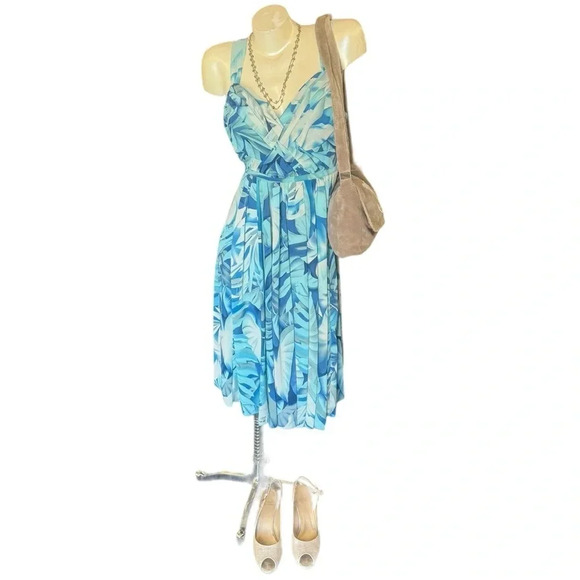 VTG 90s 2000s Y2K Boho Tropical Floral Midi Dress - Picture 6 of 13